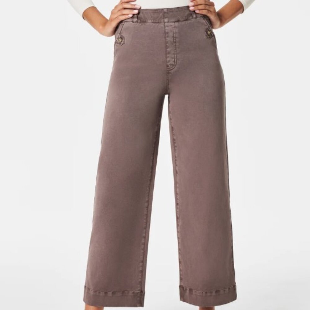SPANX® Stretch Twill Pull-On Cropped Pant - 1X - Smoke - NWT